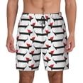 thumbnail image 1 of Kdxio Christmas Dachshund Print Men's Swim Trunks with Compression Liner 7 Inch Inseam Quick Dry Swim Shorts, 1 of 7