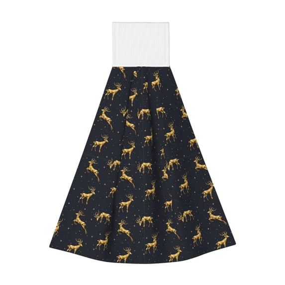 Kdxio Christmas Deers Hand Towel with Loop Hanging Towel Absorbent Tie Towels for Kitchen Tea Bar Bathroom Decor