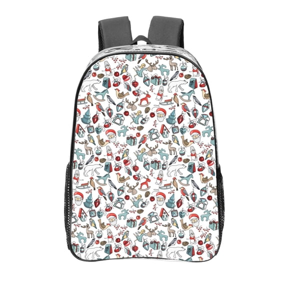 Kdxio Christmas Elements Clear Backpack, Transparent Bookbag for School for Women Men, Capacity Clear Bag for College, Travel