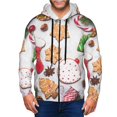 thumbnail image 1 of Kdxio Christmas Gingerbread Cookies Print Men Hoodies Casual Hoodies for Men with Zip Pockets Full Zip Long Sleeve Sweatshirt Sports Hooded Jacket-Small, 1 of 5