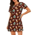 thumbnail image 1 of Kdxio Christmas Gingerbread Pattern Womens Short Sleeve Sleepshirt Scoopneck Cute Nightdress Ruffle Comfy Nightgown, 1 of 6