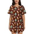 thumbnail image 1 of Kdxio Christmas Gingerbread Print Pajamas Sets for Women Short-Sleeved Pjs with Lounge Shorts Two Piece Sleepwear S-4XL, 1 of 5