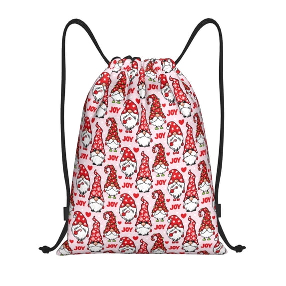 Kdxio Christmas Gnome Print Drawstring Backpack Bag,Waterproof Draw String Back Sack, Gym Drawstring Bags Swim Bag For Unisex