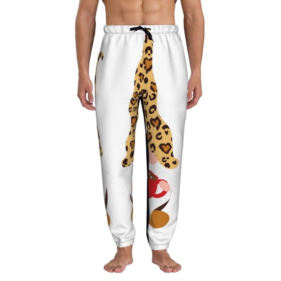 Kdxio Christmas Gnomes In Leopard Pattern Joggers,Sweatpants for Men with Pockets-X-Large