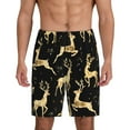 thumbnail image 1 of Kdxio Christmas Gold Deers Print Mens Sleep Shorts Bottoms Soft Comfy Pajama Wear Pants with Drawstring Pockets, 1 of 7