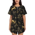 thumbnail image 1 of Kdxio Christmas Gold Deers1 Print Pajamas Sets for Women Short-Sleeved Pjs with Lounge Shorts Two Piece Sleepwear S-4XL, 1 of 8