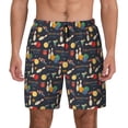thumbnail image 1 of Kdxio Christmas Holiday Bowling Print Men's Swim Trunks with Compression Liner 7 Inch Inseam Quick Dry Swim Shorts, 1 of 5