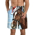 thumbnail image 1 of Kdxio Christmas Horse Pattern Mens Casual Shorts - Drawstring Summer Beach Sports Shorts for Men, 1 of 9