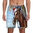 thumbnail image 1 of Kdxio Christmas Horse Print Men'S Swim Trunks With Compression Liner 7 Inch Inseam Quick Dry Swim Shorts, 1 of 7