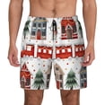 thumbnail image 1 of Kdxio Christmas Houses Print Men's Swim Trunks with Compression Liner 7 Inch Inseam Quick Dry Swim Shorts, 1 of 5