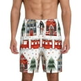 thumbnail image 1 of Kdxio Christmas Houses Print Mens Sleep Shorts Bottoms Soft Comfy Pajama Wear Pants with Drawstring Pockets, 1 of 5