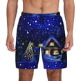 thumbnail image 1 of Kdxio Christmas Night Print Men'S Swim Trunks With Compression Liner 7 Inch Inseam Quick Dry Swim Shorts, 1 of 7