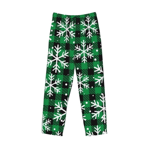 Kdxio Christmas Pattern At Buffalo Plaid Print Men's Sleep Pajama Pant Lounge Pants with Pockets