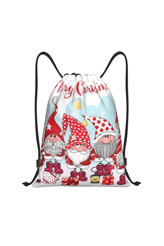 Christmas Print Drawstring Backpack Bag,Waterproof Draw String Back Sack, Gym Drawstring Bags Swim Bag For Unisex