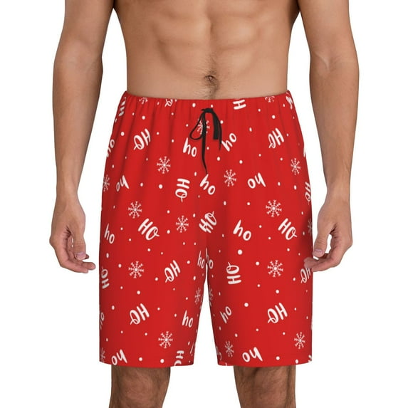 Kdxio Christmas Print Mens Sleep Shorts Bottoms Soft Comfy Pajama Wear Pants with Drawstring Pockets