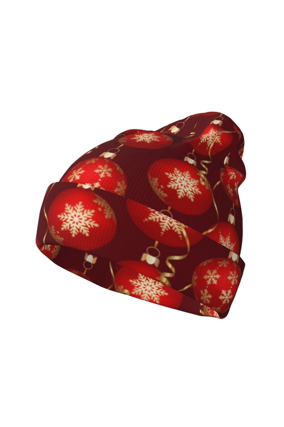 Christmas Red Balls Winter Beanie for Men Women Beanie Knit Hat Cuffed Cap Beanie Knit Chunky Snow Cap