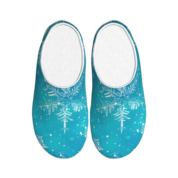 Kdxio Christmas Snow Women's Men's Slippers Plush Slip-On House Slipper for Winter Indoor Soft Cushion Non-slip Fluffy Slides Slippers-39/40