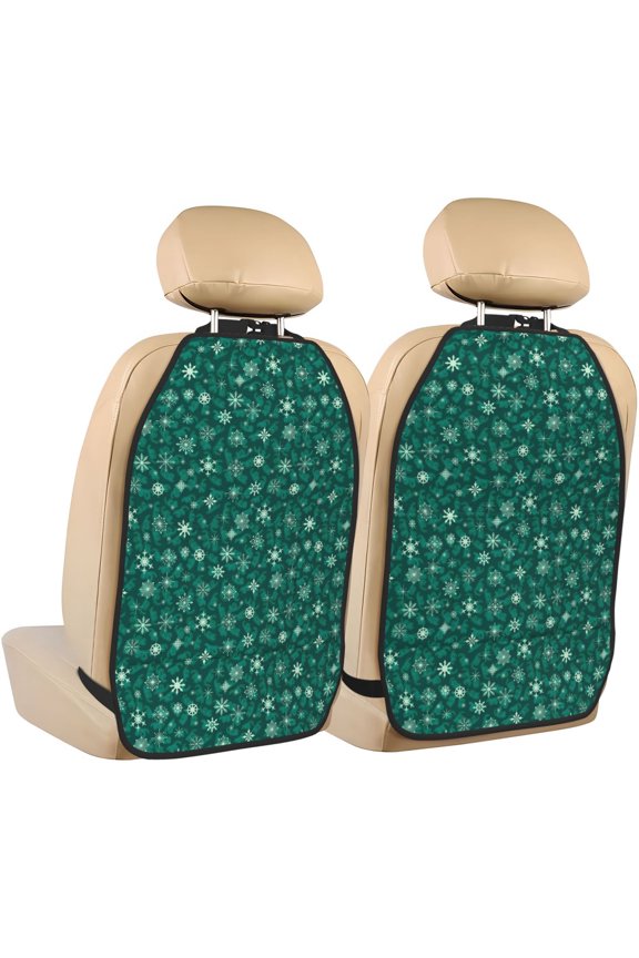 Christmas Snowflakes Print 2 Pack Car Kick Mat Seat Cover Back Protector Mat with Pockets for Organizer Backseat Protector and Storage Anti Kick Pad for Vehicles