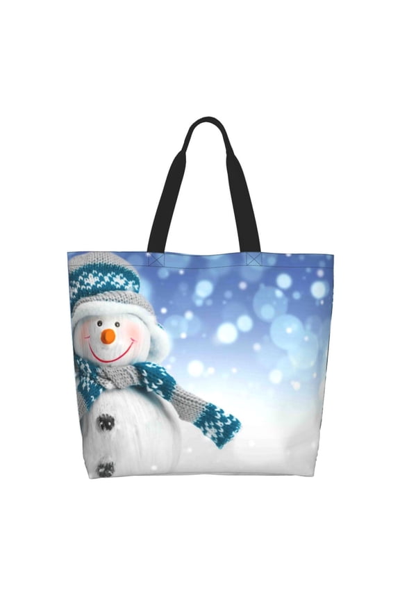 Christmas Snowman In The Snow Casual Tote Bags Women Big Capacity Shoulder Bag for Women Travel Shoulder Bags Handbags