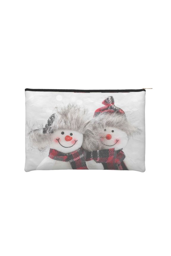 Christmas Snowman With Hat Makeup Bag Toiletry Bag Canvas Makeup Bags Zipper Cosmetic Pouch Travel Cosmetic Pouch for Women Gifts