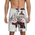 thumbnail image 1 of Kdxio Christmas Snowman With Hat Print Mens Sleep Shorts Bottoms Soft Comfy Pajama Wear Pants with Drawstring Pockets, 1 of 7