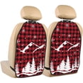 thumbnail image 1 of Kdxio Christmas Tree Buffalo Plaid Print 2 Pack Car Kick Mat Seat Cover Back Protector Mat with Pockets for Organizer Backseat Protector and Storage Anti Kick Pad for Vehicles, 1 of 1
