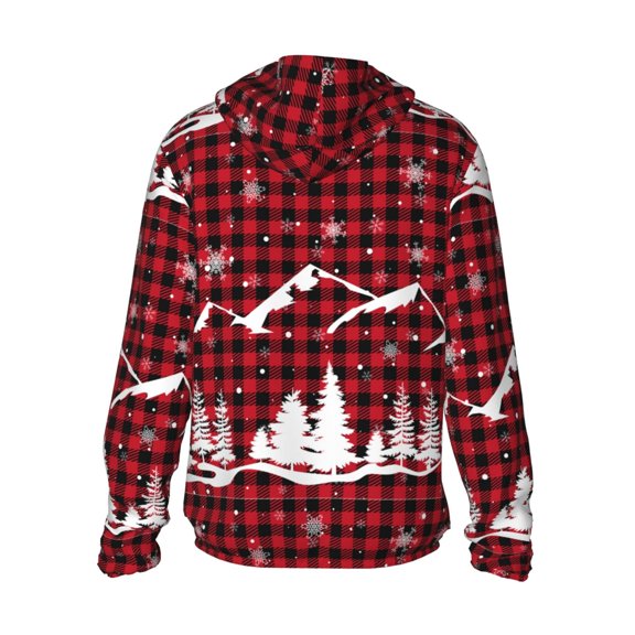 Kdxio Christmas Tree Buffalo Plaid Print Women Men Sun Protection UPF 50+ Jackets Zip Up Long Sleeve Hoodie Hiking Lightweight with Pockets
