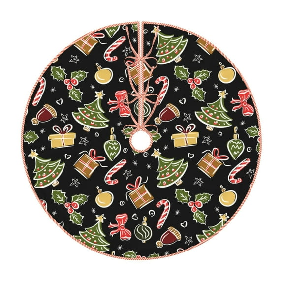 Kdxio Christmas Tree Decoration Print Christmas Tree Skirt Christmas Xmas Tree Skirts Mat for New Year Holiday Christmas Party Decorations-30"