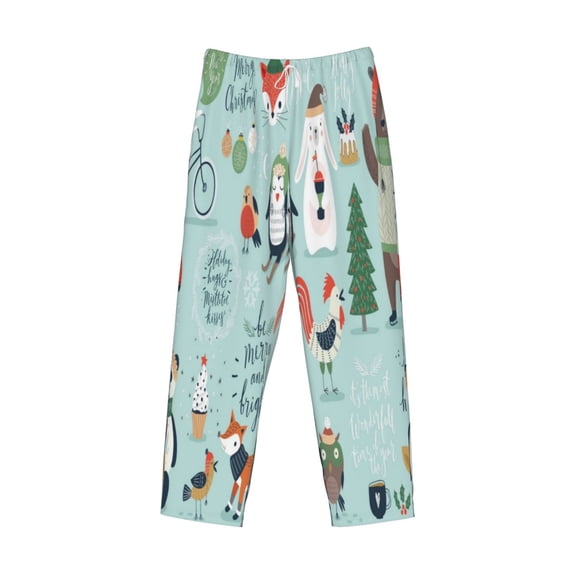 Kdxio Christmas Winter Animals Print Men's Sleep Pajama Pant Lounge Pants with Pockets