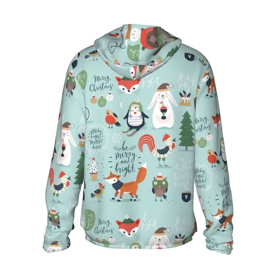 Kdxio Christmas Winter Animals Print Women Men Sun Protection UPF 50+ Jackets Zip Up Long Sleeve Hoodie Hiking Lightweight with Pockets