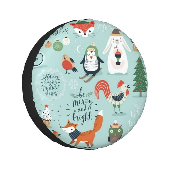 Kdxio Christmas Winter Animals for Tire Cover Wheel Protectors Tyre Covers Weatherproof Wheel Covers Universal Fit for Trailer Rv SUV Truck Camper Travel Trailers 15 inch
