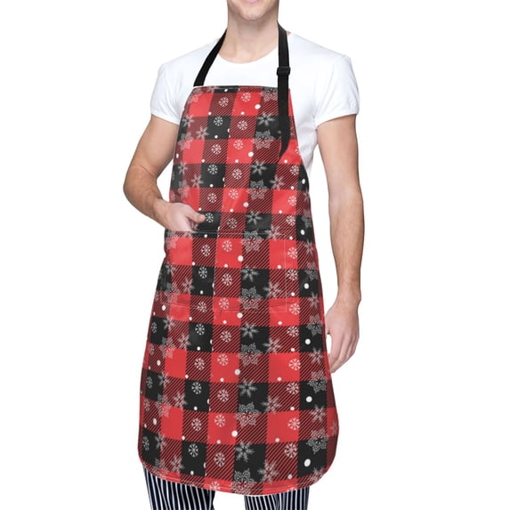 Kdxio Christmas With Snowflakes Apron with Pockets Adjustable Kitchen Aprons for Men Women Waterproof Aprons for Cooking,Drawing,Crafting, Baking Household Cleaning