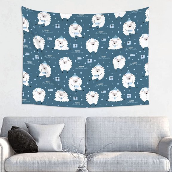 Kdxio Christmas sheep Wall Hanging Tapestries Banner For Bedroom College Dorm Home Living Room Party Decor 29X37 In