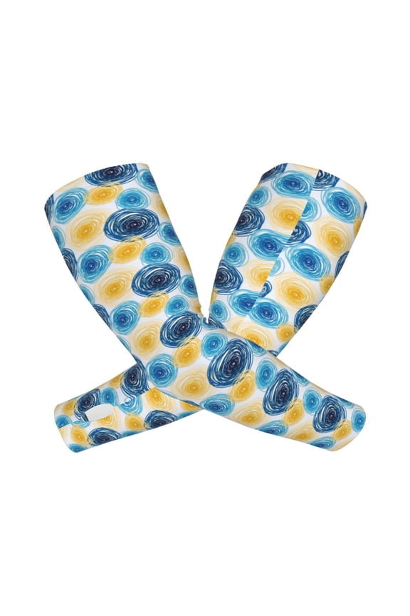 Circular Print UV Sun Protection Arm Sleeves - Tattoo Cover Up - Basketball Arm Sleeve UPF 50 Cooling for Men Women