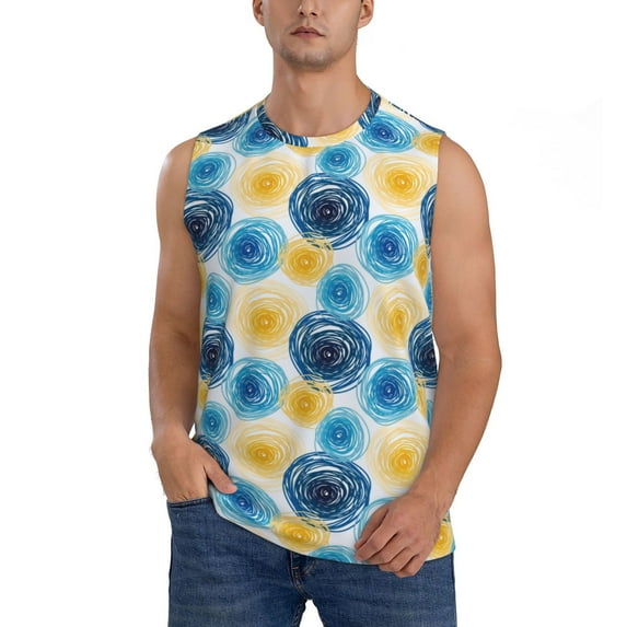 Kdxio Circular for Men's Muscle T-shirt,Sleeveless for Workout Running Athletic Gym Lounge Casual