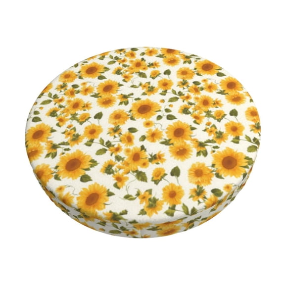 Kdxio Classical Cute Sunflower NO.101 Print Stool Covers Round,Stretch Round Bar Stool Covers Washable Bar Stool Cushion Slipcover for 12-15 Inch Chair