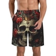 thumbnail image 1 of Kdxio Classical Rose Crown Skull Pattern Mens Casual Shorts - Drawstring Summer Beach Sports Shorts for Men, 1 of 5