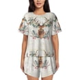thumbnail image 1 of Kdxio Classy Deer Print Pajamas Sets for Women Short-Sleeved Pjs with Lounge Shorts Two Piece Sleepwear S-4XL, 1 of 8