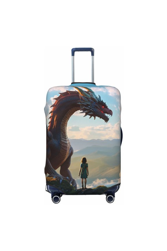 Clear Sky Mountain Red Dragon Pattern Luggage Cover for Travel,Elastic and Durable,Fits 18-32 Inch,Anti-Scratch Suitcase Protector-No luggage included