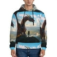 thumbnail image 1 of Kdxio Clear Sky Mountain Red Dragon Print Mens Casual Hooded Collar Drawstring Hoodies Pullover Sweatshirts Casual Long Sleeve Shirts-4X-Large, 1 of 7