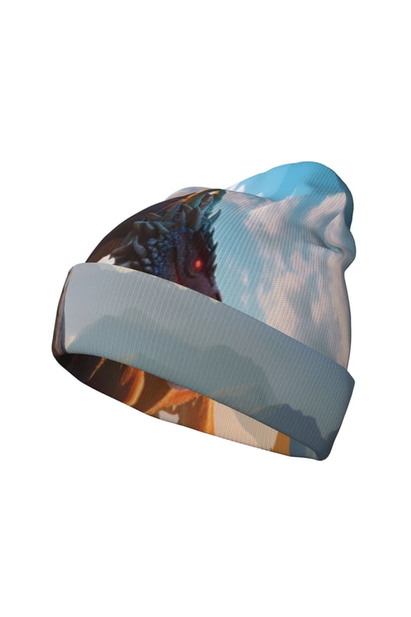 Clear Sky Mountain Red Dragon Winter Beanie for Men Women Beanie Knit Hat Cuffed Cap Beanie Knit Chunky Snow Cap