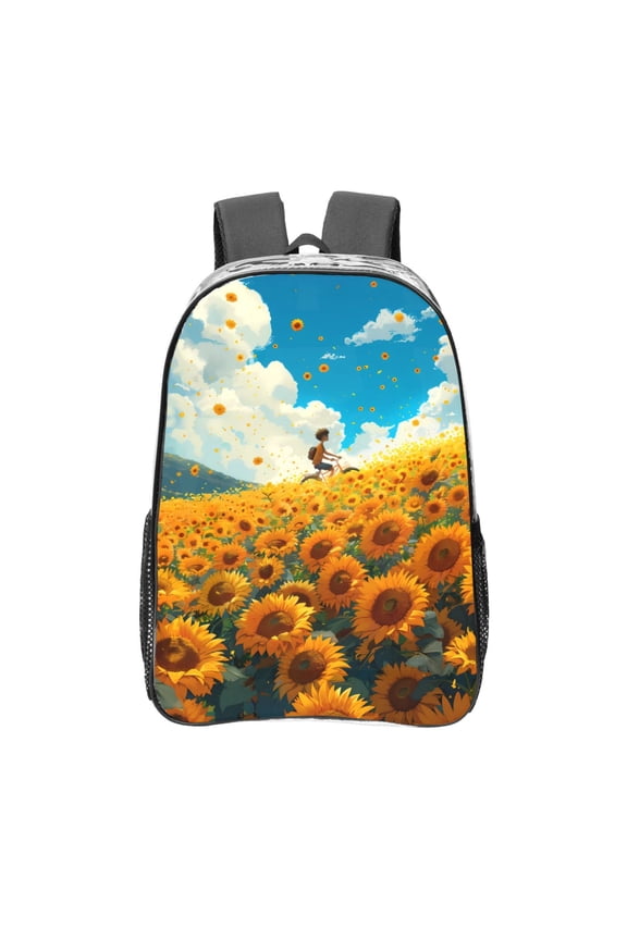 Clear Sky Sunflower Clear Backpack, Transparent Bookbag for School for Women Men, Capacity Clear Bag for College, Travel
