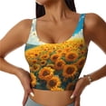 thumbnail image 1 of Kdxio Clear Sky Sunflower Print Workout Crop Tank Top for Women Racerback Yoga Tank Tops Athletic Sports Shirts Exercise Undershirts, 1 of 5
