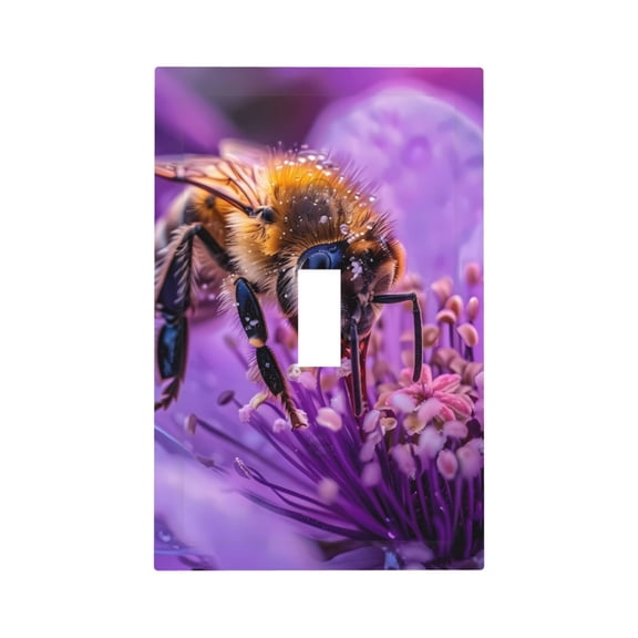 Kdxio Closeup Honeybee on Flower Decorator Light Switch or Receptacle Outlet Wall Plate Decorator Wall Plate Child Safe Outlet Cover-Style T