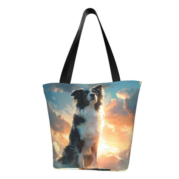 Kdxio Cloud Border Collie Women Reusable Grocery Bags Foldable Ripstop,Reusable Shopping Bags for Shopping,Gym,Gift