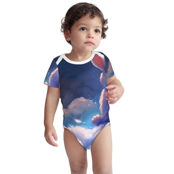 Kdxio Cloud Cute Rabbit Pattern Unisex Baby Cotton Short Sleeve Bodysuits-3 Months