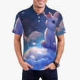 thumbnail image 1 of Kdxio Cloud Cute Rabbit Print Men's Short Sleeve Polo Shirt,Midweight Men's Shirt, 1 of 5