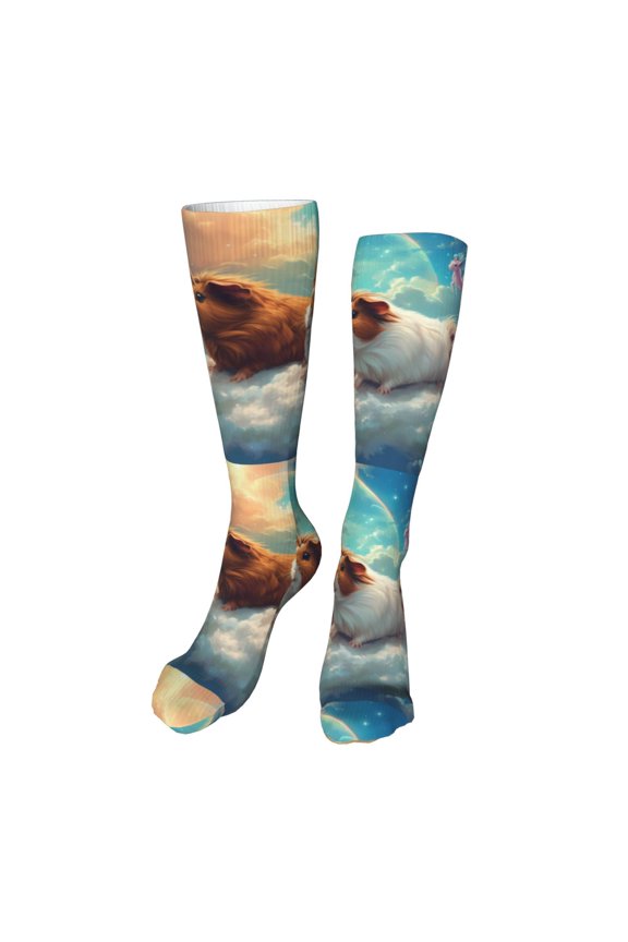 Cloud Guinea Pig Funny Silky Novelty Funky Long Knee High Socks Soft 3D Print Cosplay Crazy Stockings for Men Women
