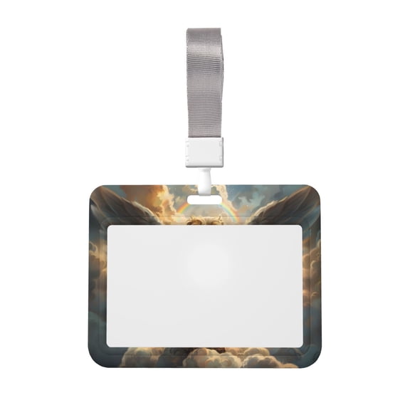 Kdxio Cloud Rainbow Winged Dog Card Badge Holder Work Badge Sleeve for Office, School, Factory, ID Credit Cards, Driver Licenses and Passes
