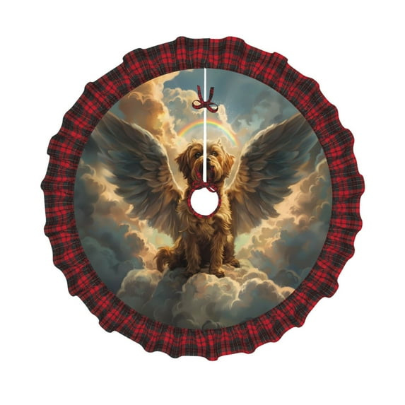 Kdxio Cloud Rainbow Winged Dog Print Christmas Tree Skirt Christmas Xmas Tree Skirts Mat for New Year Holiday Christmas Party Decorations-36"